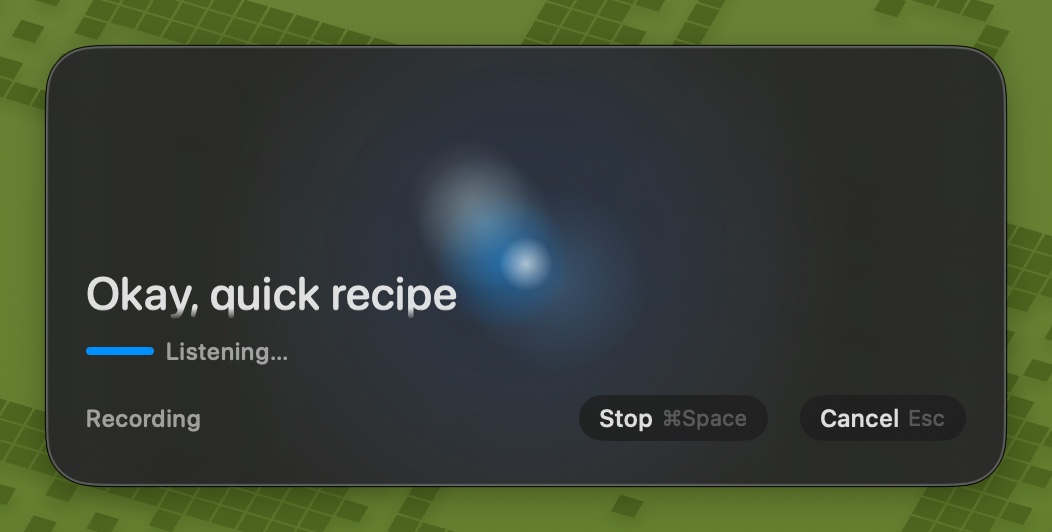 macOS recording HUD with full-bleed orb